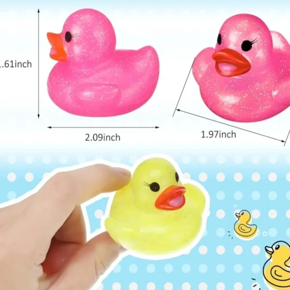 FIVE (5) Colorful Glitter Rubber Ducks, NWOT